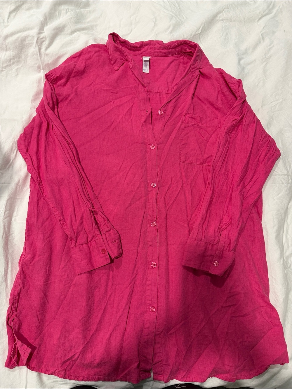 stars above women’s swim coverups Button-Down Shirt in Bright Pink